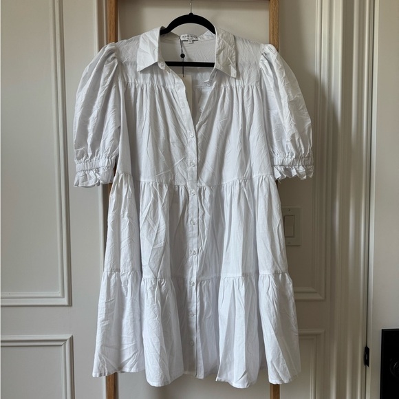 Madison Dresses & Skirts - Madison The Label Cecilie Mini Shirt Puff Sleeve Dress - White - NWT